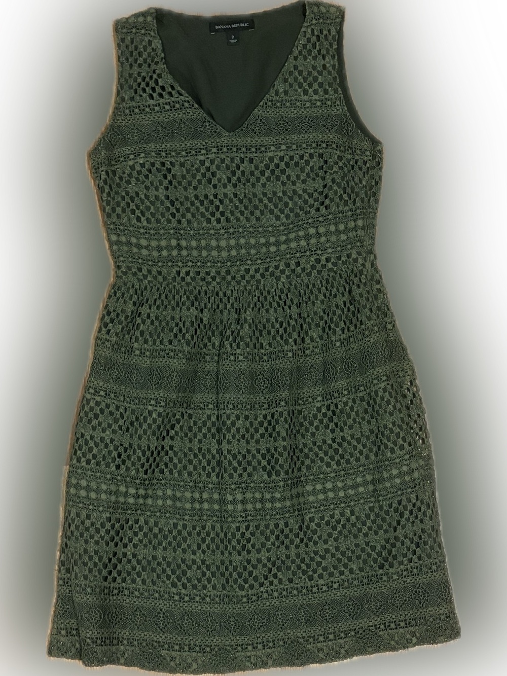 Banana Republic Olive Green Crochet Lace Mini Dress